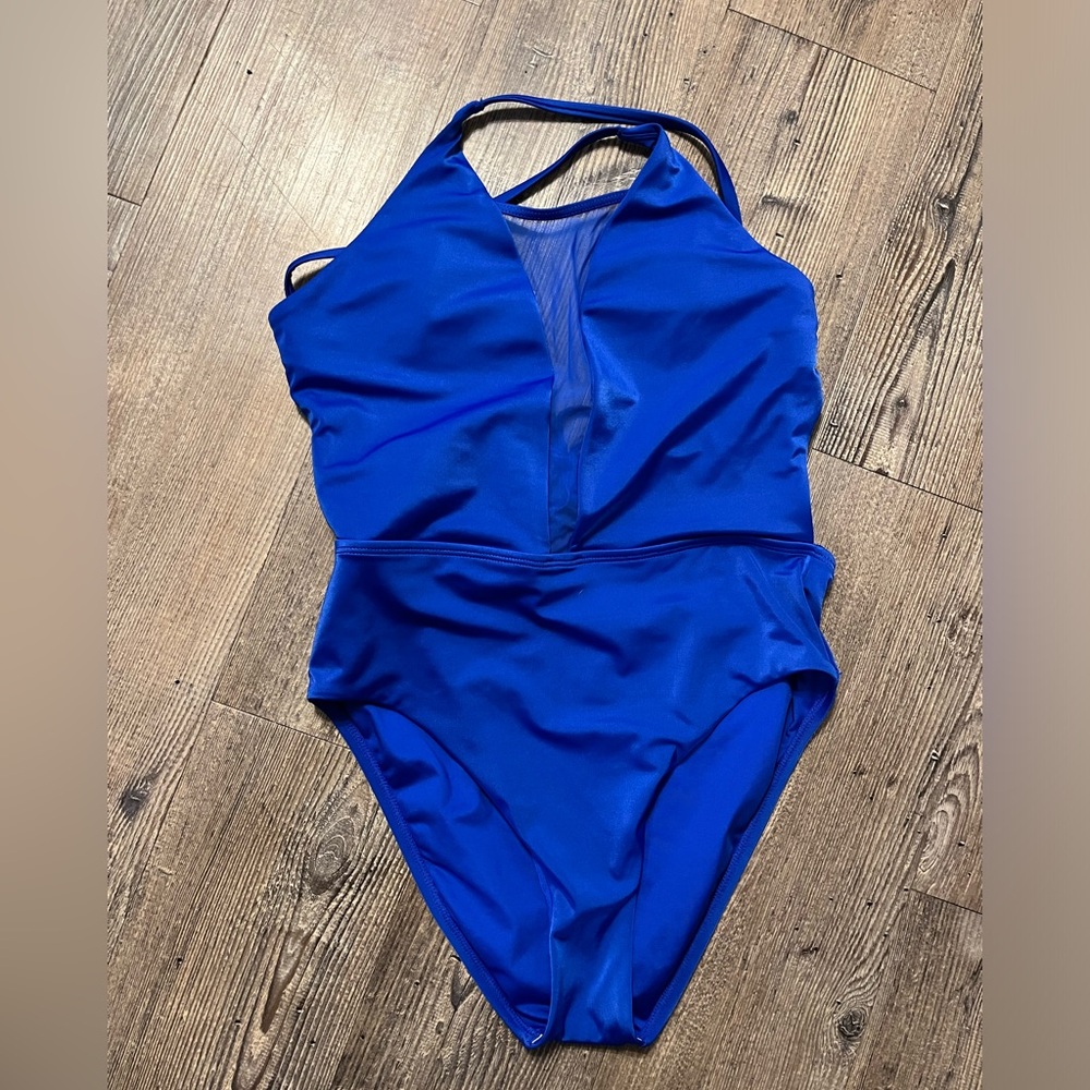 Classic Plunge One-Piece Swimsuit in Royal Blue